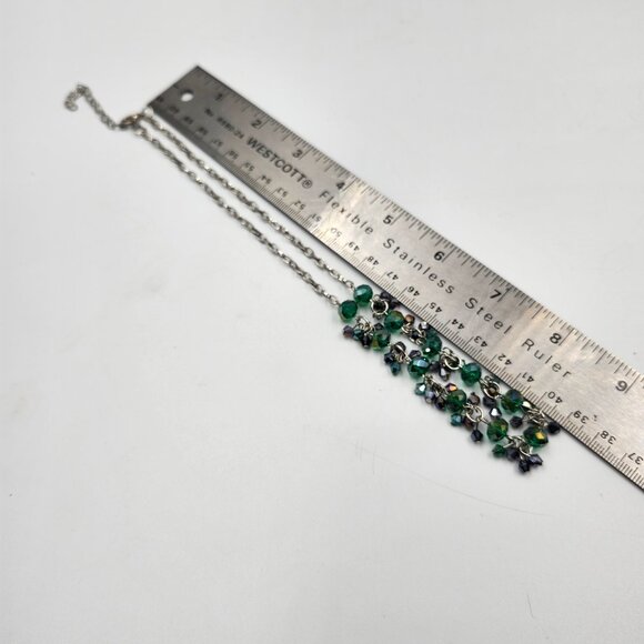 Green Shimmery Beads on Silver Chain - Picture 7 of 7